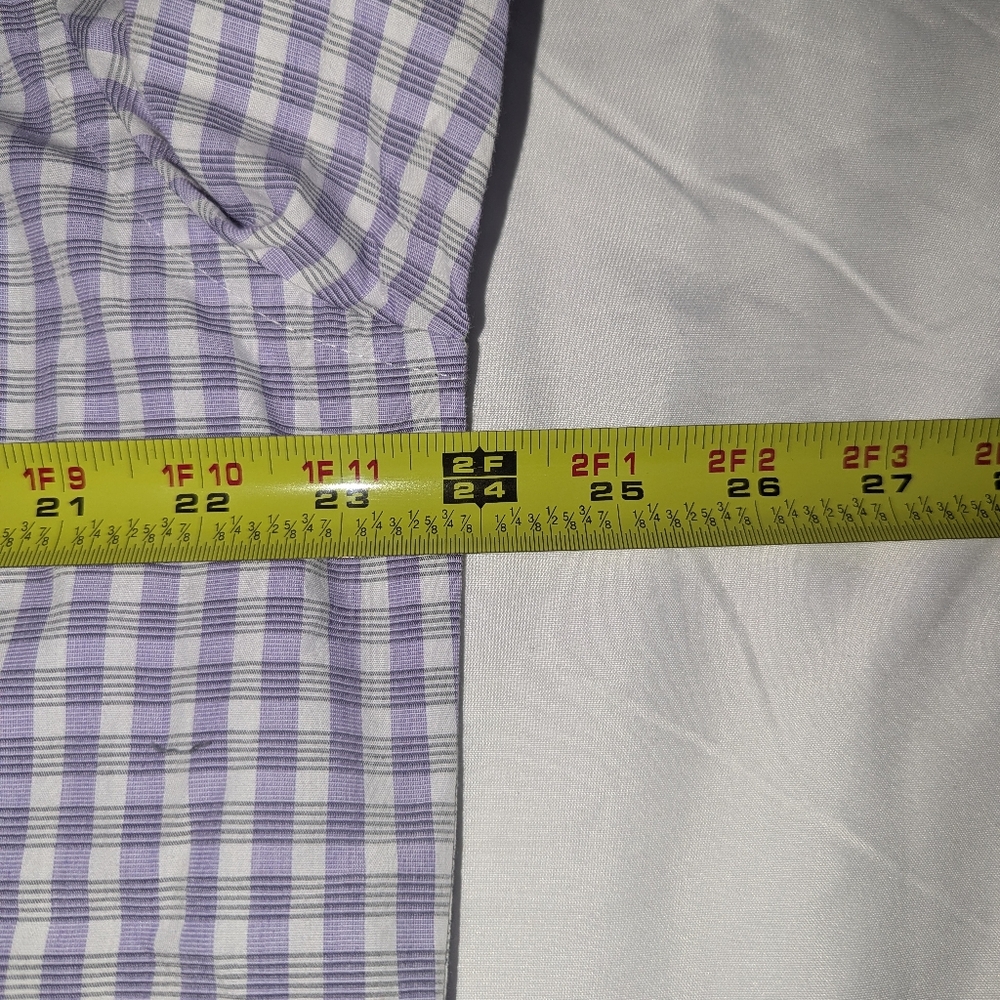Kenneth Cole Men's Large Slim Fit Purple Plaid Long Sleeve Button Down Shirt - Picture 5 of 6